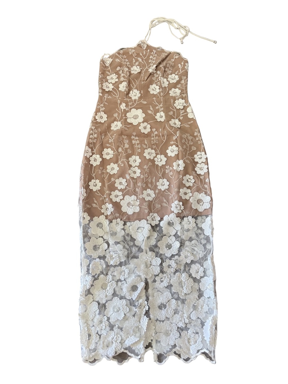 ELLIATT Elodie Floral Lace Halter Midi Dress Ivory & Nude - NEW WITH TAGS $348 - Picture 3 of 10